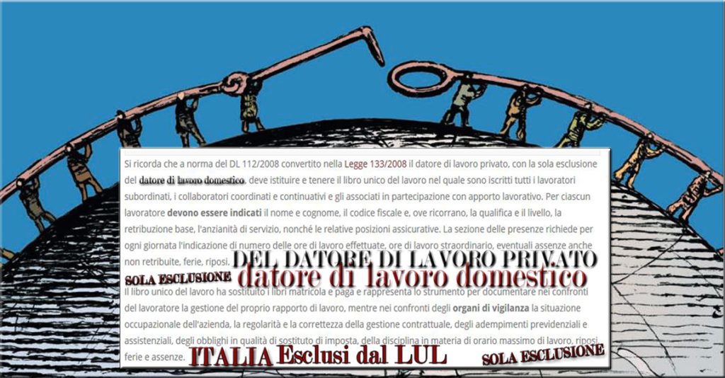 Lavoratori domestici - unica tipologia di lavoratori esclusi dal LUL - Libro Unico del Lavoro la "Bibbia" dei lavoratori tutelati